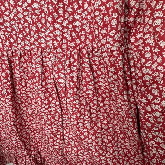 ASOS Red Floral Empire Waist Cotton‎ Gathered Dress - Picture 5 of 5